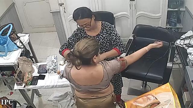 Rich Desi Bhabhi Changing Room Captured On CCTV